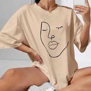 Abstract Woman Face Tee - Y2K Aesthetic, Coquette Style, Trendy Fashion