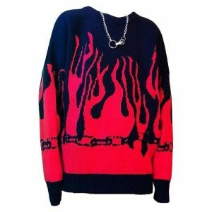 Aesthetic Flame Sweater: Y2K Fashion, Cozy Grunge Style, Trendy Layering