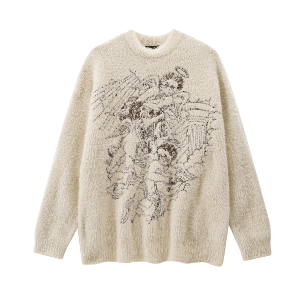 Angelic Spirit Sweater: Y2K Aesthetic, Cozy Grunge Style for Every Occasion