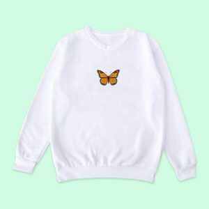 Butterfly White Sweatshirt - Y2K Aesthetic, Coquette Style, Trendy Fashion