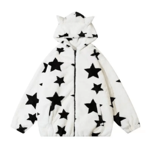 Cat Ears Star Hoodie - Y2K Aesthetic, Cozy Grunge Style for Trendsetters