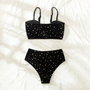 Celestial Y2K Aesthetic Swimsuit with Front Clasp Buckles and Ruffles