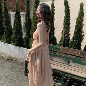 Chic Backless Chiffon Midi Dress - Y2K Aesthetic & Coquette Style