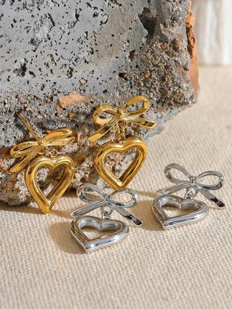 Chic Bow & Heart Earrings for Aesthetic Coquette and Y2K Fashion Lovers