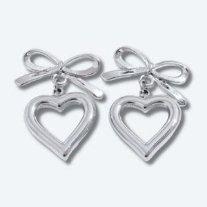 Chic Bow & Heart Earrings for Aesthetic Coquette and Y2K Fashion Lovers