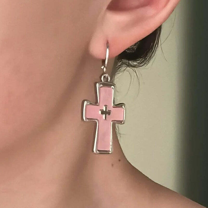 Chic Cross Earrings for Aesthetic Coquette & Y2K Fashion Lovers