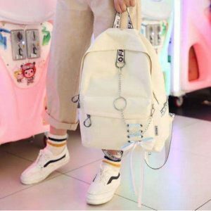 Chic Y2K Aesthetic Backpack with Chain Detail for Trendy Outfits