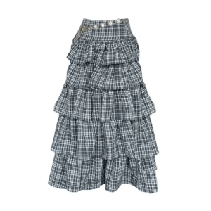 Chic Y2K Plaid Skirt with Ruffles - Aesthetic Coquette Style