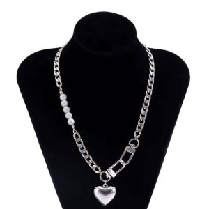 Chunky Heart Necklace - Y2K Aesthetic Jewelry for Coquette Style Lovers