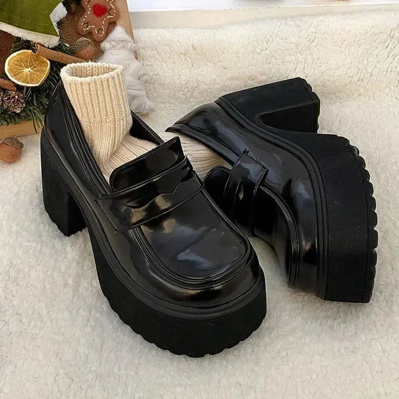 Chunky Platform High Heel Loafers - Y2K Fashion Must-Have for Aesthetic Styles