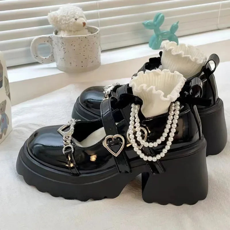 Chunky Platform Mary Jane Shoes - Y2K Fashion, Aesthetic Coquette Style