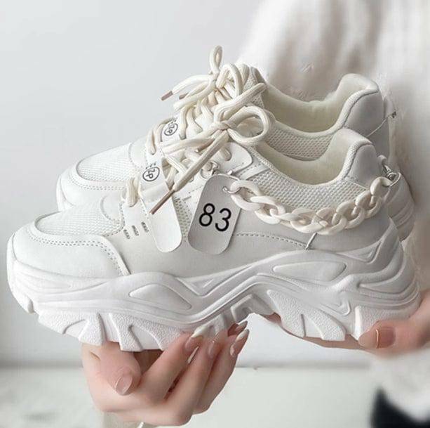 Chunky Sneakers with Chain - Y2K Fashion, Aesthetic Coquette Style