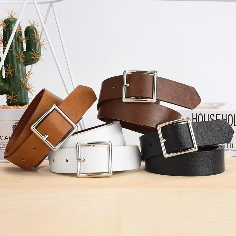 Classic Faux Leather Belt - Essential Accessory for Y2K & Aesthetic Styles