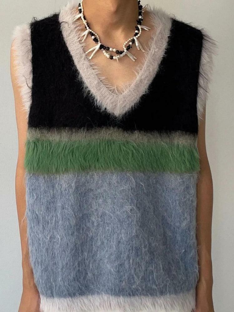 Coquette Aesthetic Fuzzy Sweater Vest - Y2K Fashion Essential