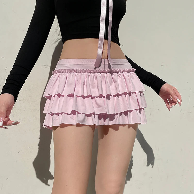 Coquette Bow Layered Mini Skirt - Y2K Aesthetic Fashion Essential