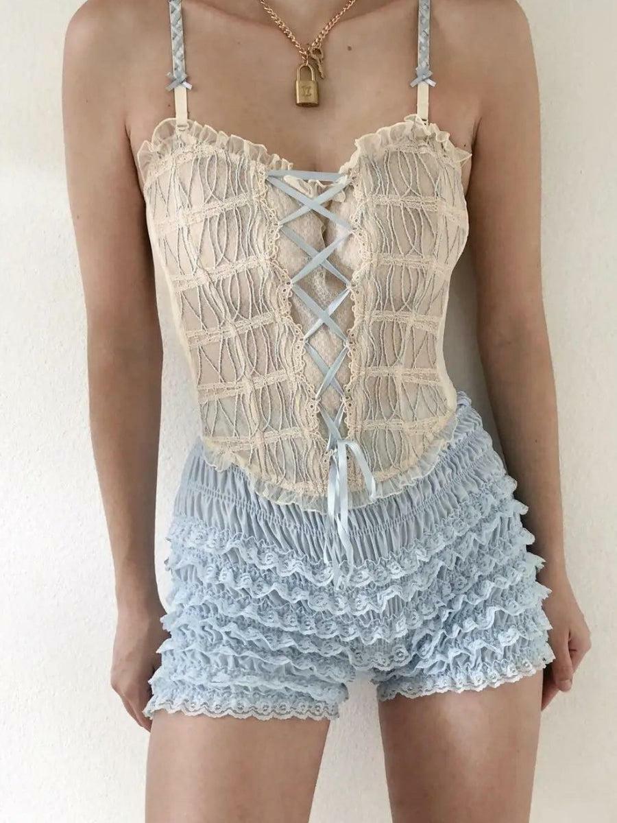 Coquette Lace Ruffled Shorts - Y2K Aesthetic Fashion Essential