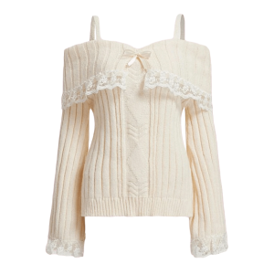 Coquette Off Shoulder Sweater - Y2K Aesthetic Fashion Essential