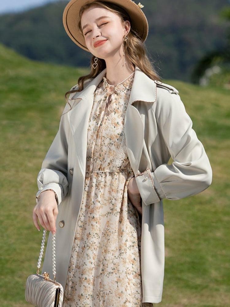 Cottagecore Lace Floral Midi Dress - Aesthetic Vintage Style Outfit