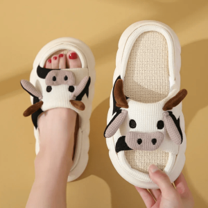 Cozy Cow Slippers for Y2K Fashion Lovers - Aesthetic Comfort Footwear