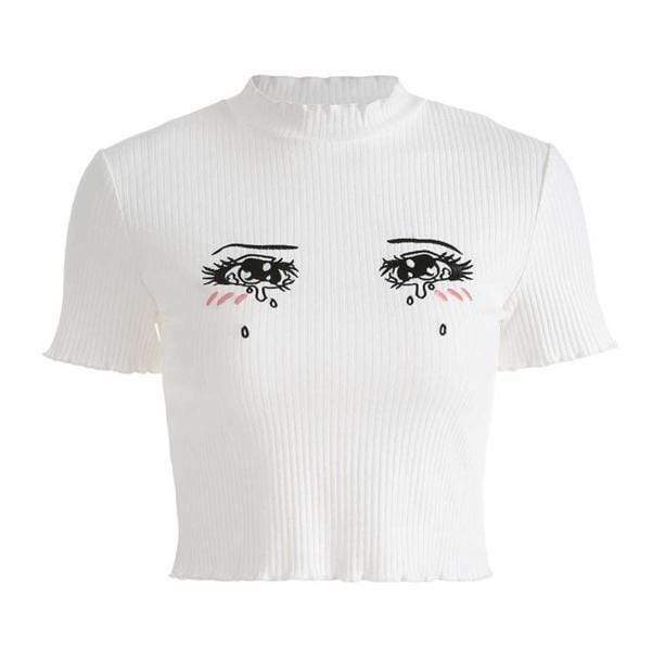 Crying Anime Girl Tee - Y2K Aesthetic Coquette Style Graphic Shirt