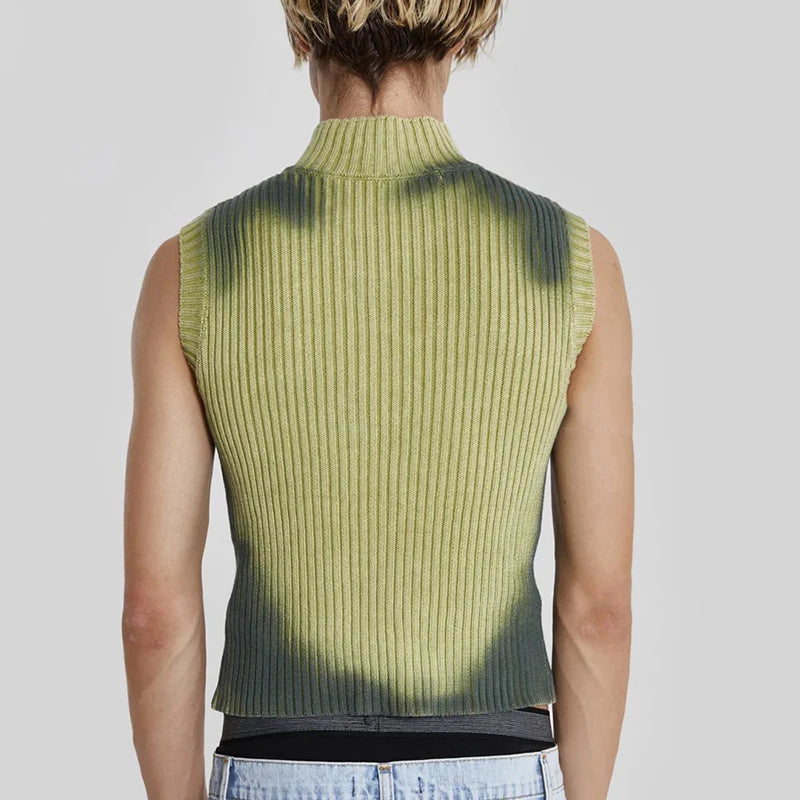 Cyberpunk Aesthetic Zip-Up Cardigan Vest for Trendy Y2K Fashion