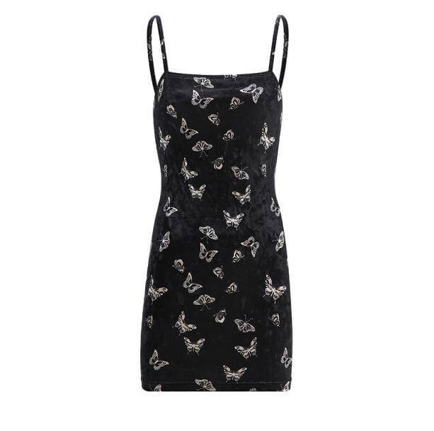 Dark Butterfly Grunge Dress - Y2K Aesthetic with Vintage Charm