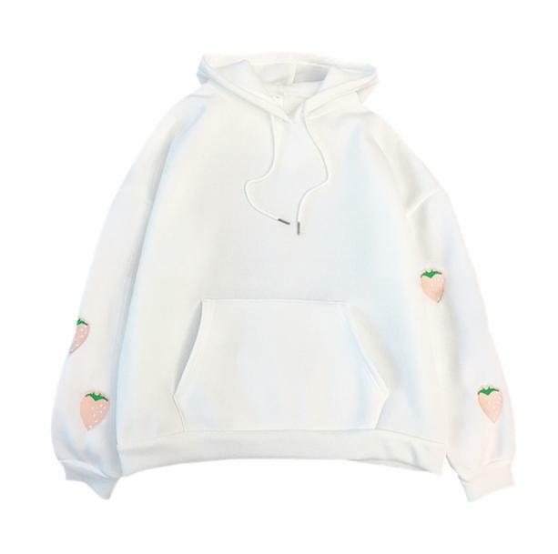 Deep Pocket Strawberry Hoodie - Y2K Aesthetic Coquette Style