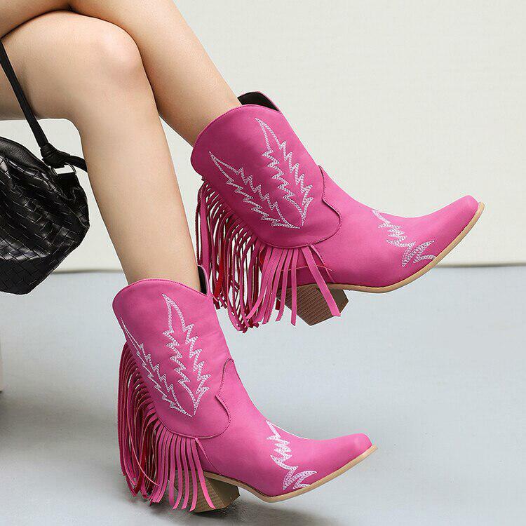 Disco Cowgirl Fringe Ankle Boots - Y2K Aesthetic for Trendy Outfits