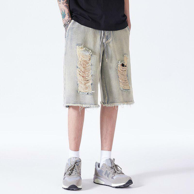 Distressed Light Wash Denim Shorts - Y2K Fashion & Aesthetic Vibes