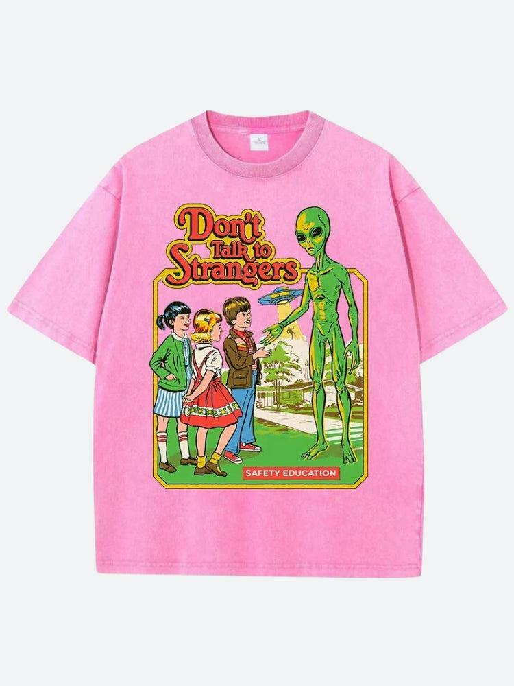 Don't Talk To Strangers Tee - Y2K Aesthetic Grunge Top for Trendy Looks