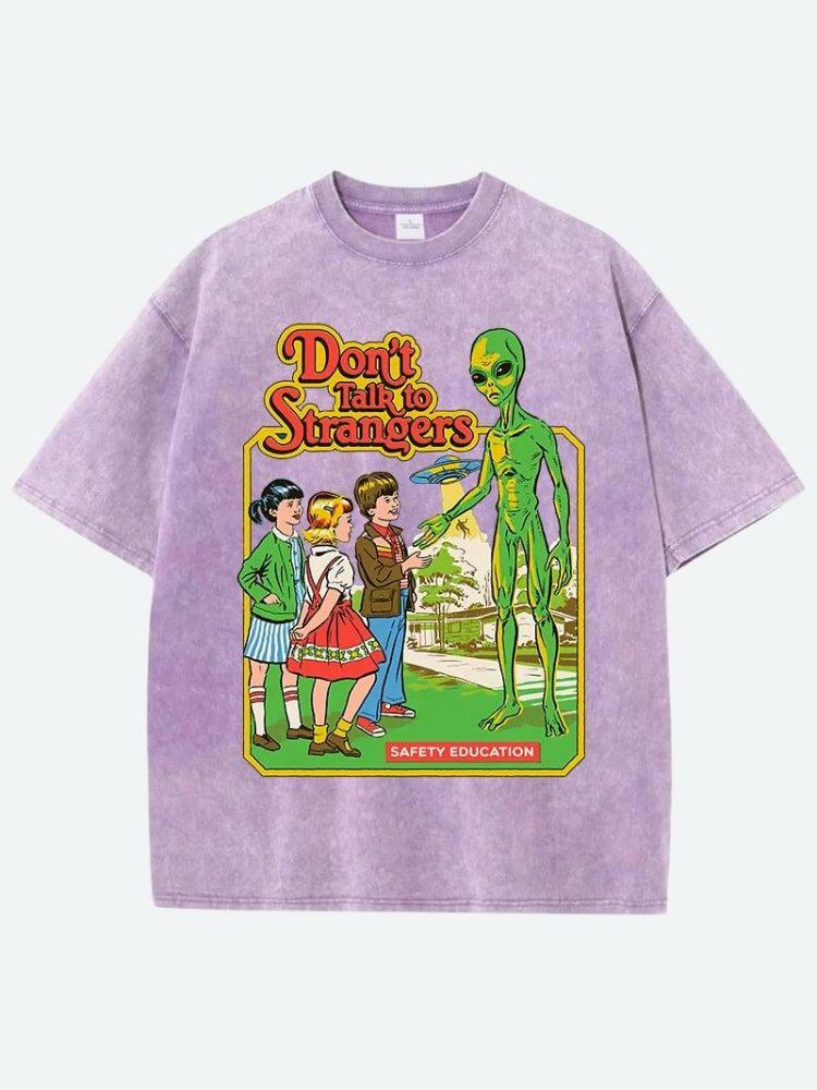 Don't Talk To Strangers Tee - Y2K Aesthetic Grunge Top for Trendy Looks