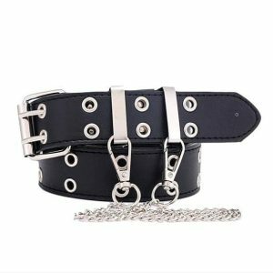 Edgy Double Hole Chain Belt for Y2K Fashion & Aesthetic Outfits