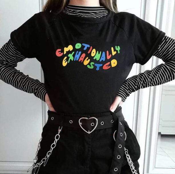 Emotional Exhaustion Tee: Y2K Aesthetic Grunge Style for Trendy Looks