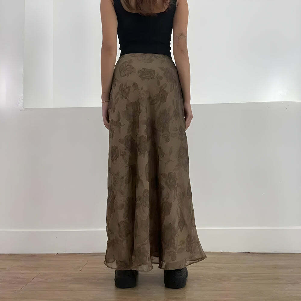 Fairy Grunge Floral Maxi Skirt - Aesthetic Coquette Style for Y2K Vibes