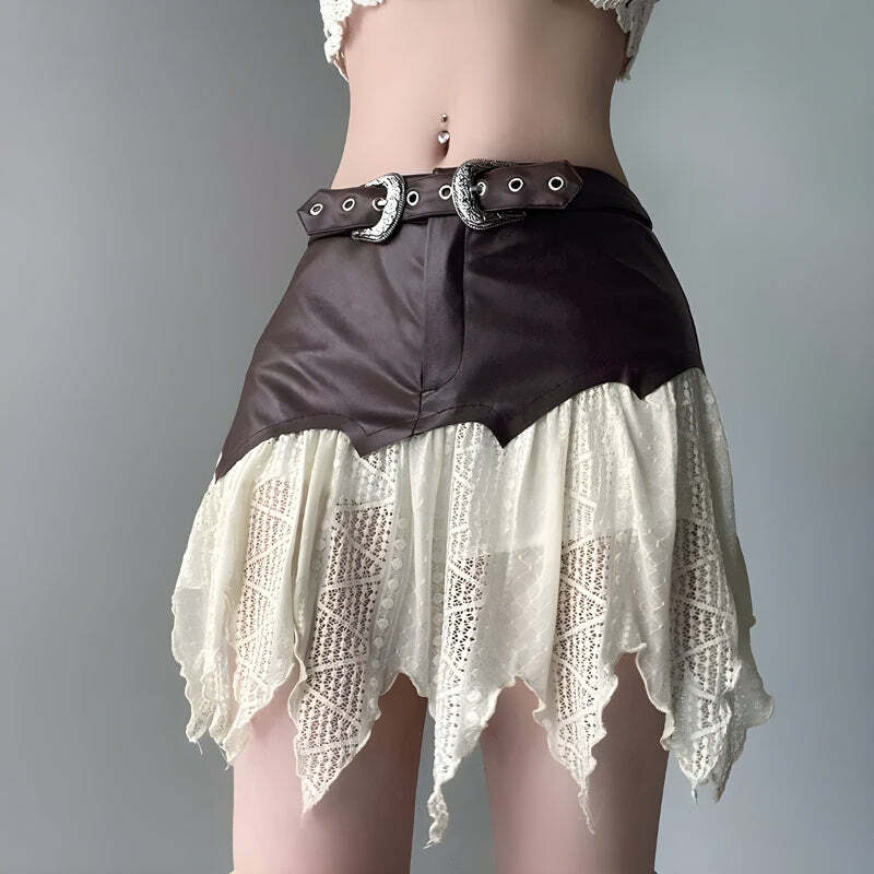 Fairy Grunge Patchwork Lace Mini Skirt - Aesthetic Coquette Style