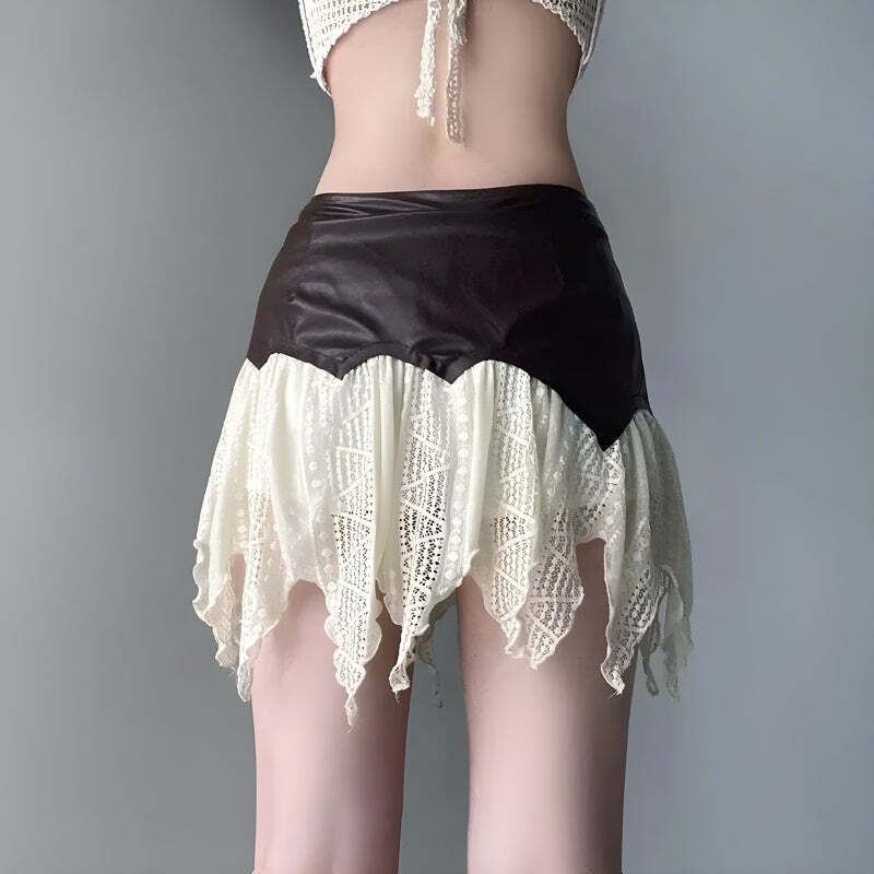 Fairy Grunge Patchwork Lace Mini Skirt - Aesthetic Coquette Style