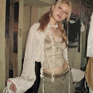 Fairy Grunge Ruffled Crop Cardigan - Aesthetic Y2K Fashion Essential