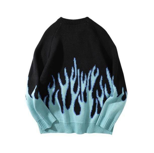 Fire Flames Sweater: Y2K Aesthetic Grunge Style for Trendy Outfits