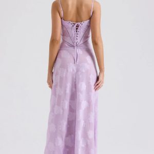 Floral Lace-Up Maxi Dress: Y2K Aesthetic, Coquette Style, and Grunge Vibes