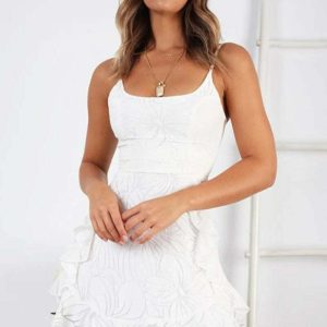 Floral Ruffled Mini Dress with Pink Halter Top and Front Clasp Buckles