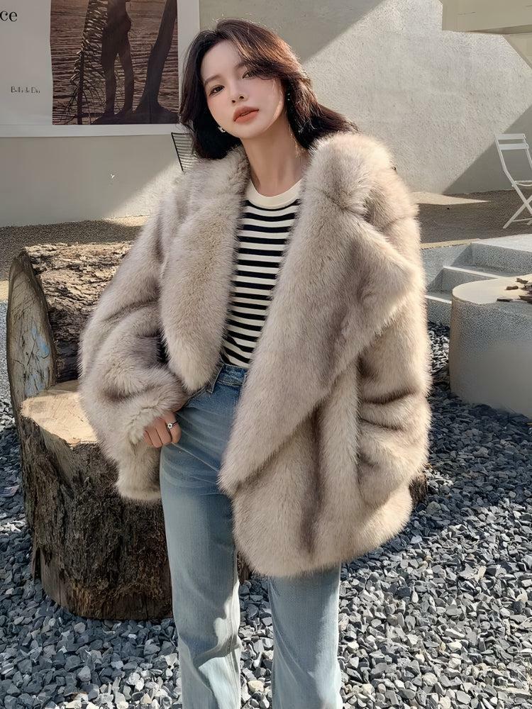 Fluffy Faux Fur Jacket - Y2K Fashion Essential for Aesthetic Outfits