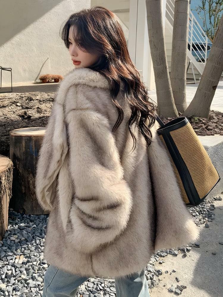 Fluffy Faux Fur Jacket - Y2K Fashion Essential for Aesthetic Outfits