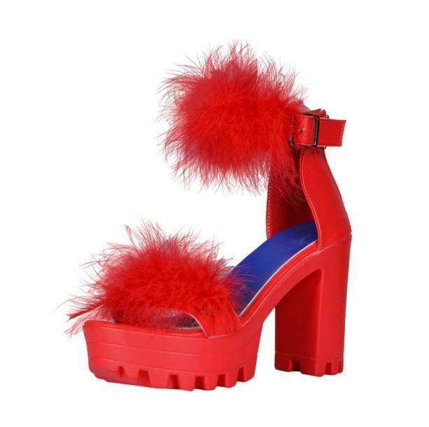 Fluffy Open Toe Party Shoes - Y2K Aesthetic, Coquette Style Footwear