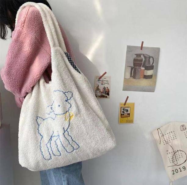 Fluffy Sheep Bag: Cute Aesthetic Accessory for Y2K and Coquette Styles