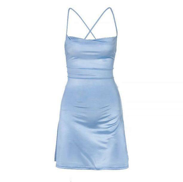 Forever Dreaming Backless Blue Dress - Y2K Aesthetic Coquette Style