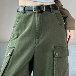 Grassy Green Cargo Jeans: Y2K Fashion Meets Aesthetic Coquette Style