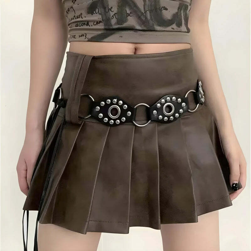 Grunge Faux Leather Lace-Up Belt for Aesthetic Coquette Style