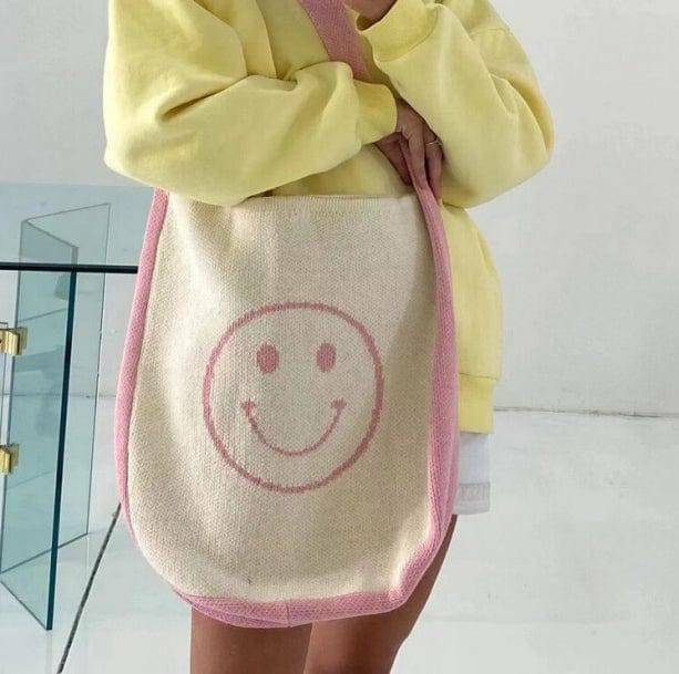 Happy Face Shoulder Bag: Y2K Aesthetic, Cute Coquette Style Accessory