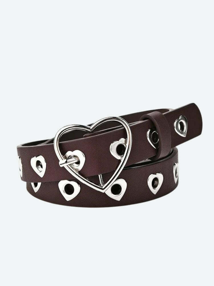 Heart Buckle Faux Leather Belt - Y2K Fashion Essential for Aesthetic Outfits