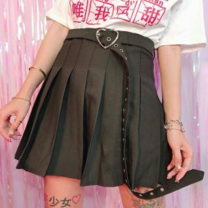 Heart Buckle Mini Skirt - Y2K Aesthetic Coquette Style with Ruffles